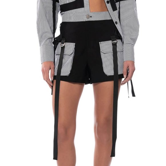 Stasia Land Striped & Buckled Cargo Shorts Plus Size 2X - Picture 3 of 7